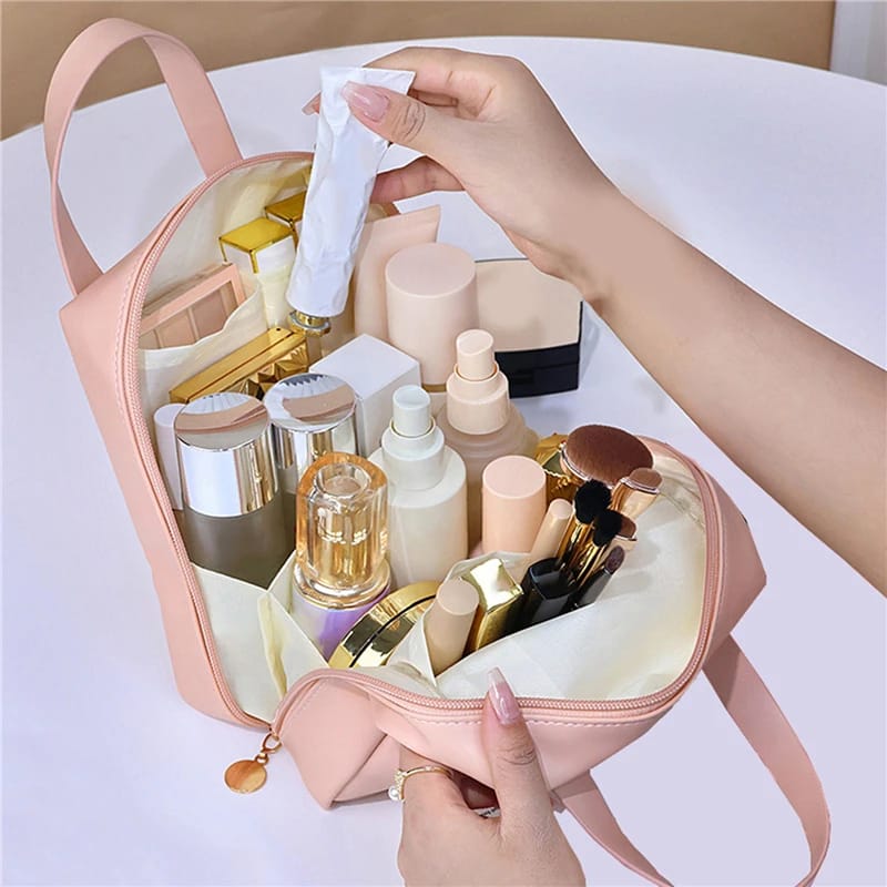 Makeup Bag PU Leather Portable Travel Wash Cosmetic Bag