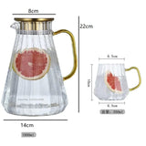 Glass Decanter Kettle Cups Set Water Lemonade Filter Jug Juice Milk Pitcher