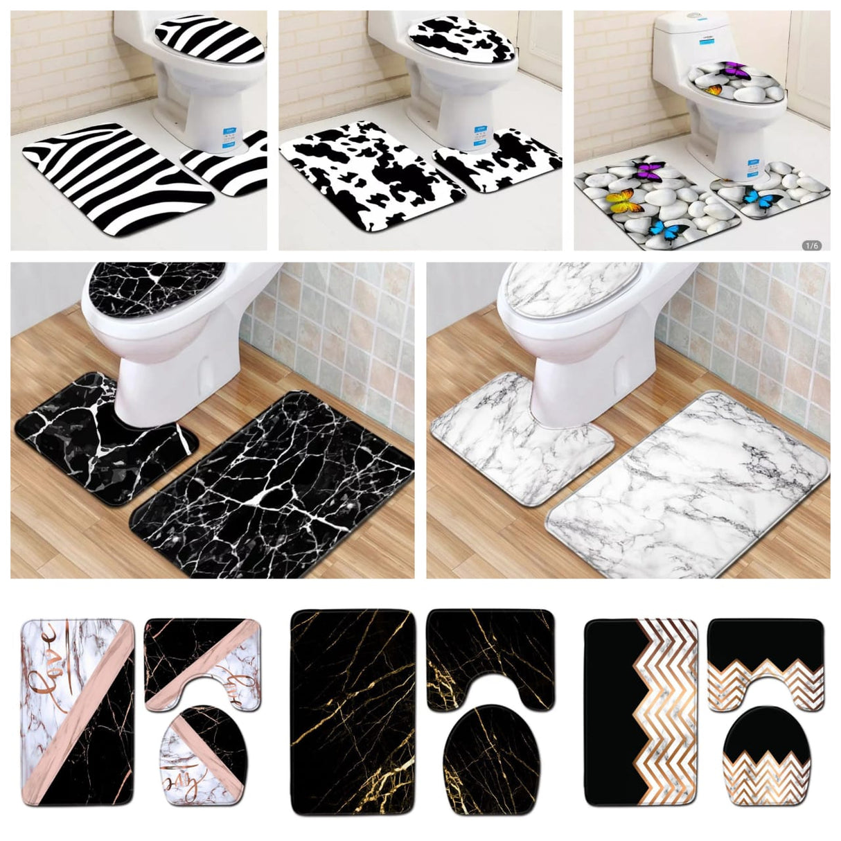 3 in 1 3D Bathroom toilet mats