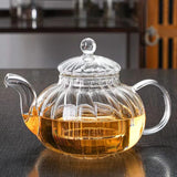 Stripped High Borosilicate glass Tea Coffee pot With Infuser