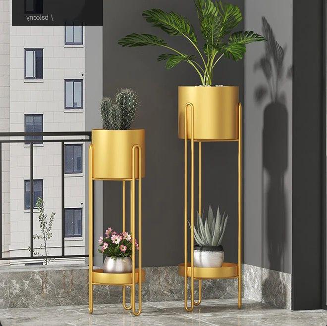 Beautiful Metal Floor Plant Stand with Planter