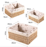 3pcs Multifunctional Handmade Rattan Storage Basket