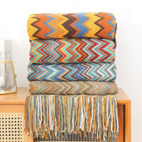 Bohemian Knitted Throw Blanket With Tassel