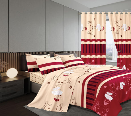 7 Pcs Duvet  with a Curtain Bedding Set