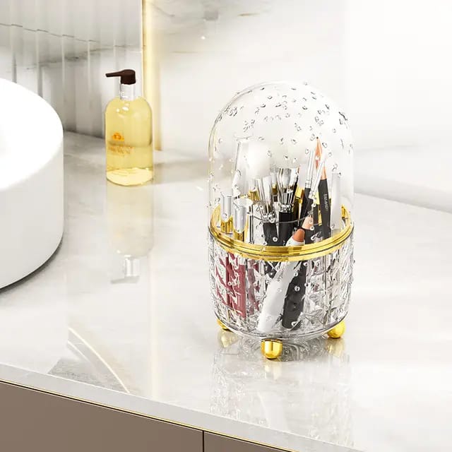 Makeup Brush Holder, 360 Rotating Makeup Brush Organizer, Dustproof Make Up Organizers and Storage