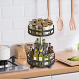 2 Tier Rotating Seasoning Organizer Metal Lazy Susan Spice Rack