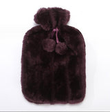 Cosy Faux Fur Pom Pom Hot Water Bottle - 2 Litre