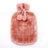 Cosy Faux Fur Pom Pom Hot Water Bottle - 2 Litre