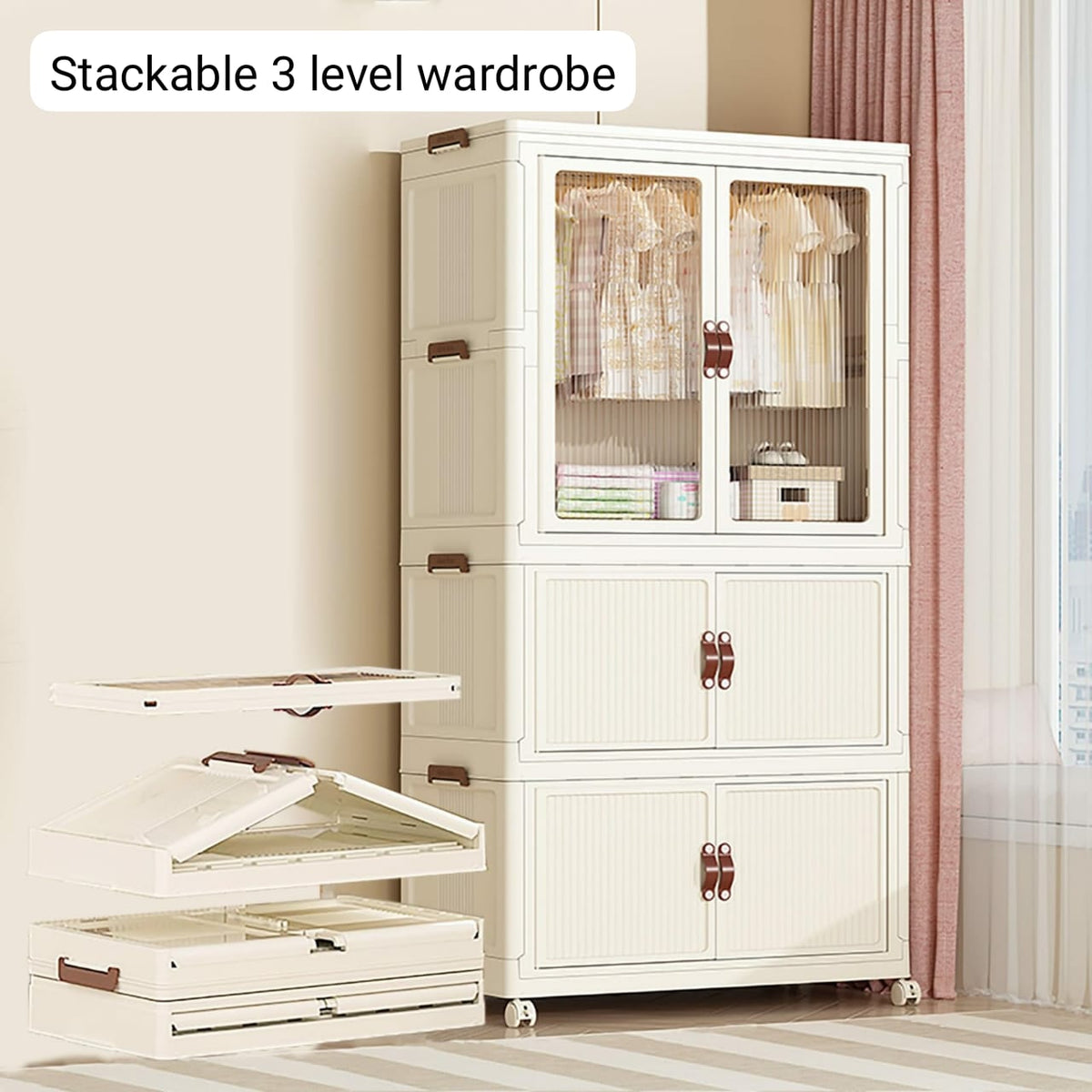 Stackable 3 Level plastic Portable Wardrobe/Closet – Homelux Kenya