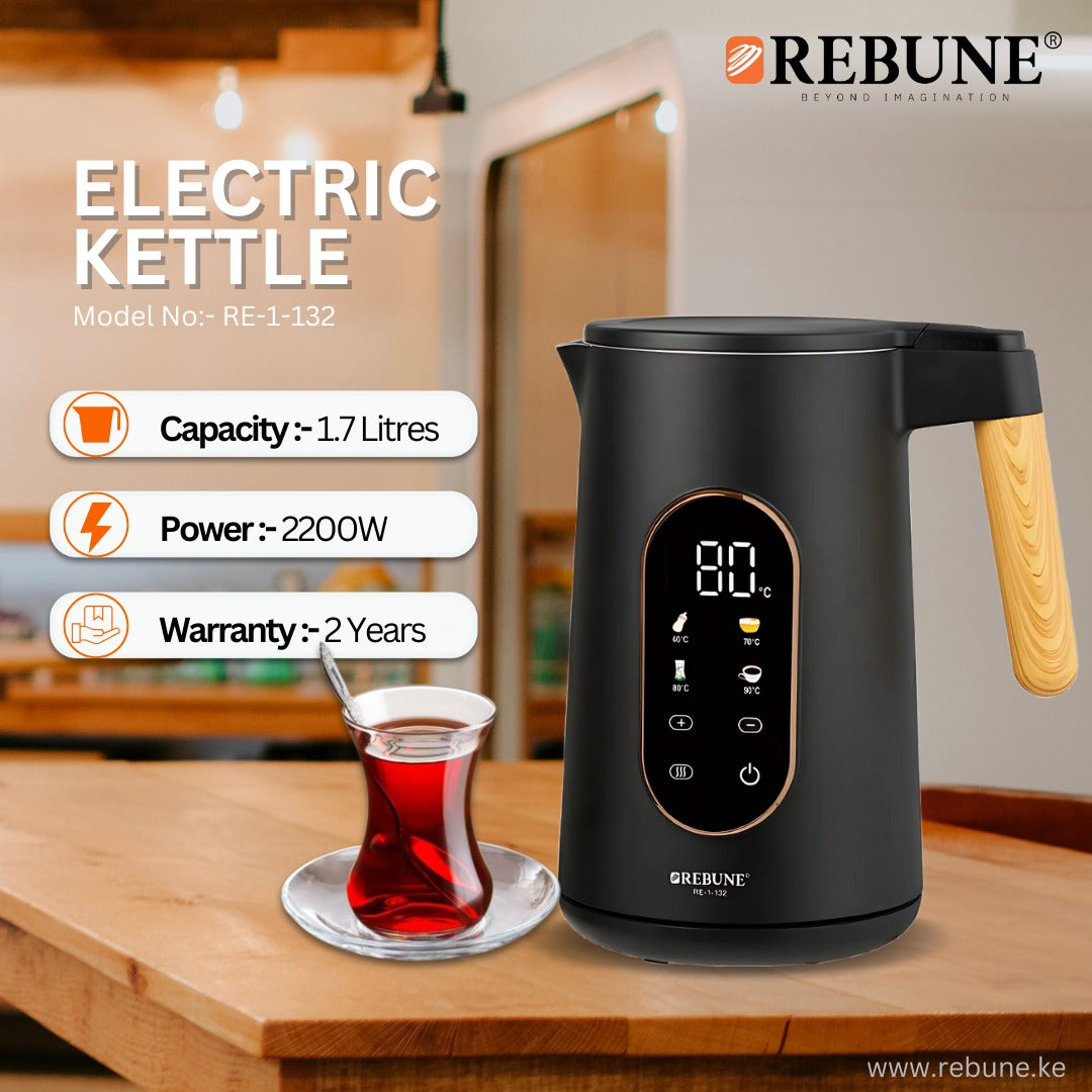 Rebune 1.7L Double layer Cold touch smart digital electric kettle with keep warm temperature electronic control Tea milk coffee