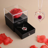 Heart shaped red rose necklace with gift box