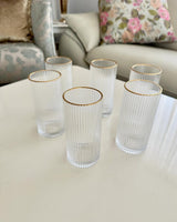 6pcs Unique Diamond Highball Glass Set – 400ml With Gold Rim