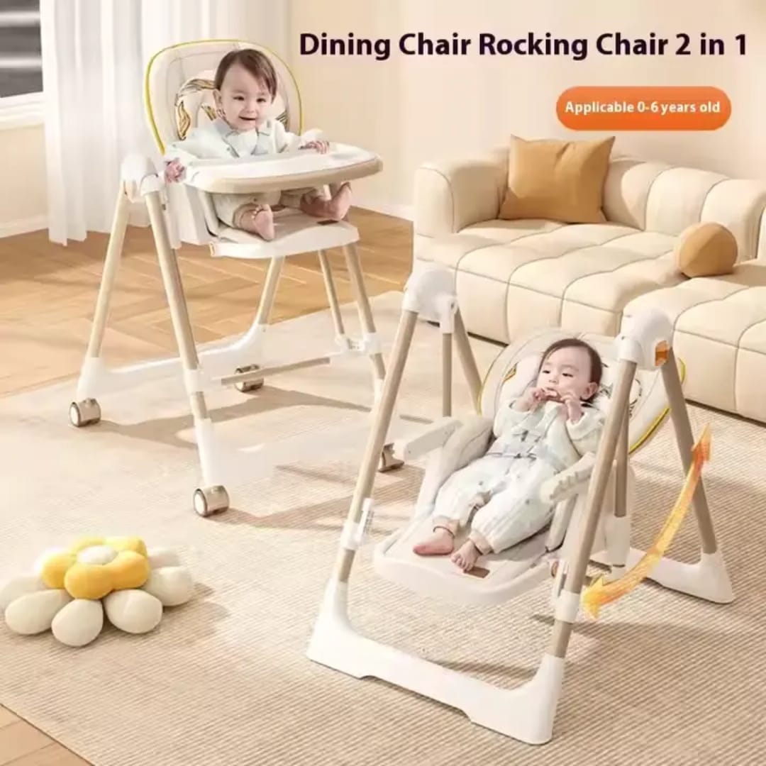 Multi-Functional Baby Feeding Chair with Swing, Recline &amp; Wheels | Convertible High Chair