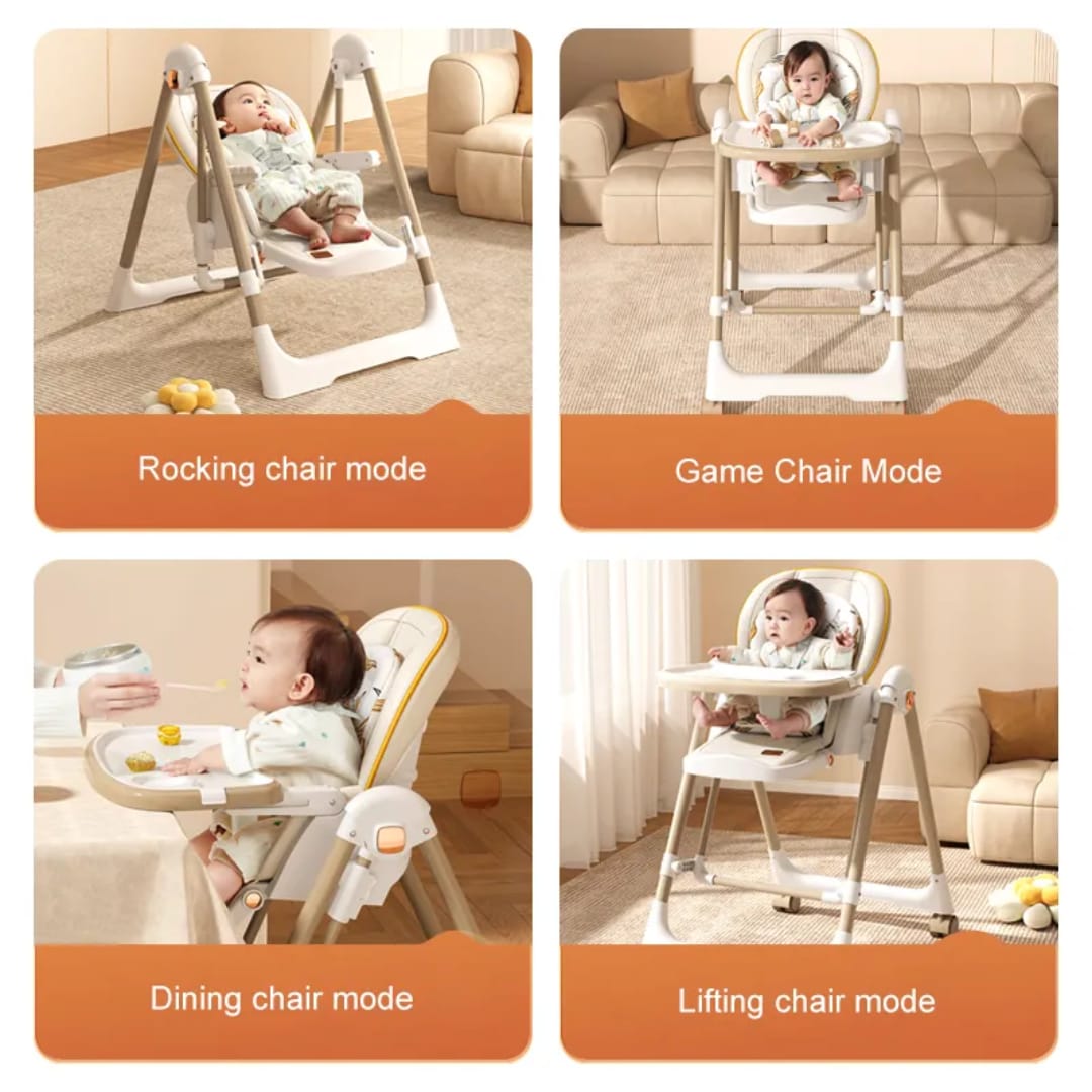 Multi-Functional Baby Feeding Chair with Swing, Recline &amp; Wheels | Convertible High Chair