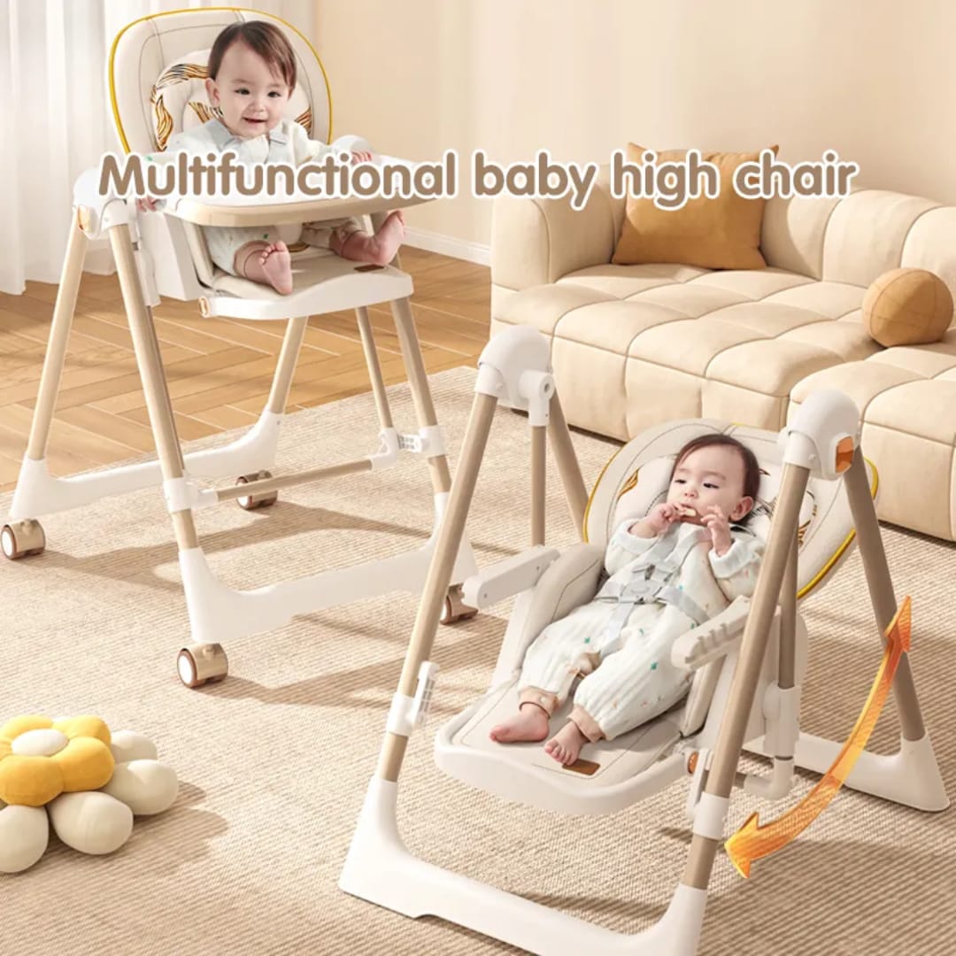 Multi-Functional Baby Feeding Chair with Swing, Recline &amp; Wheels | Convertible High Chair