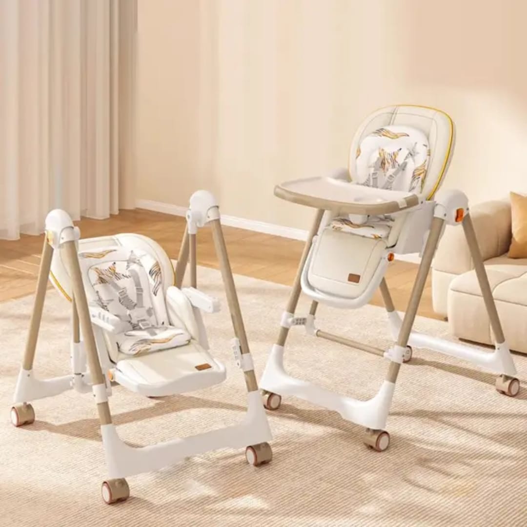Multi-Functional Baby Feeding Chair with Swing, Recline &amp; Wheels | Convertible High Chair