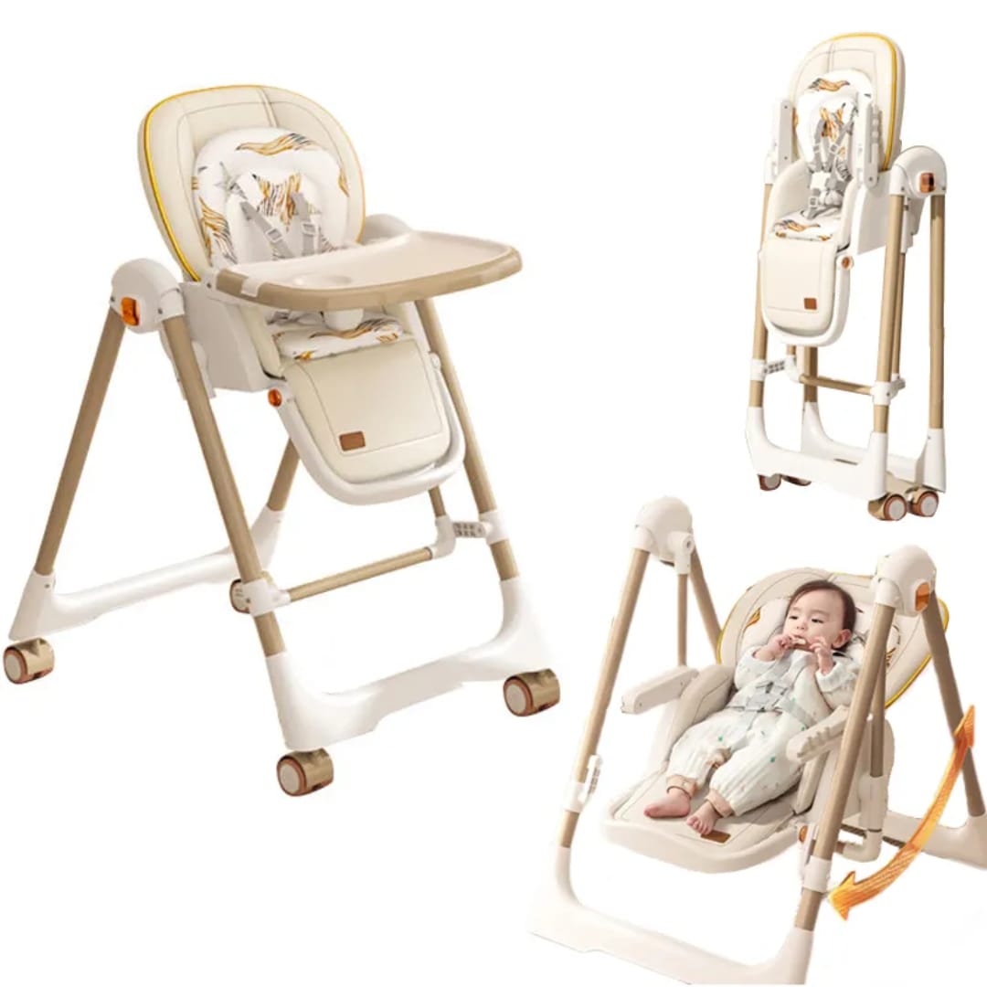 Multi-Functional Baby Feeding Chair with Swing, Recline &amp; Wheels | Convertible High Chair