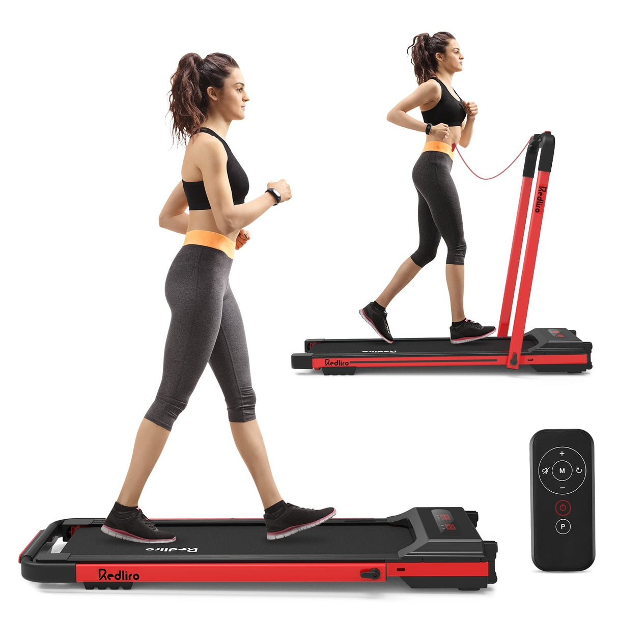 Under Desk Treadmill 2 in 1 Folding  Electric Walking Pad Running Treadmill Machine Portable for Home Gym Office Fitness Small Apartment Compact Lightweight