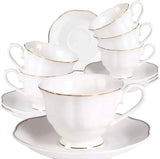 6pcs Cup + Saucer Set made of bone China material