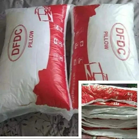 A pair of DFDC compressed comfy pillows