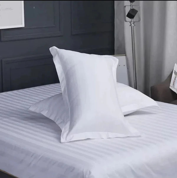 7*8ft Hotel Quality Cotton White satin stripped bedsheets