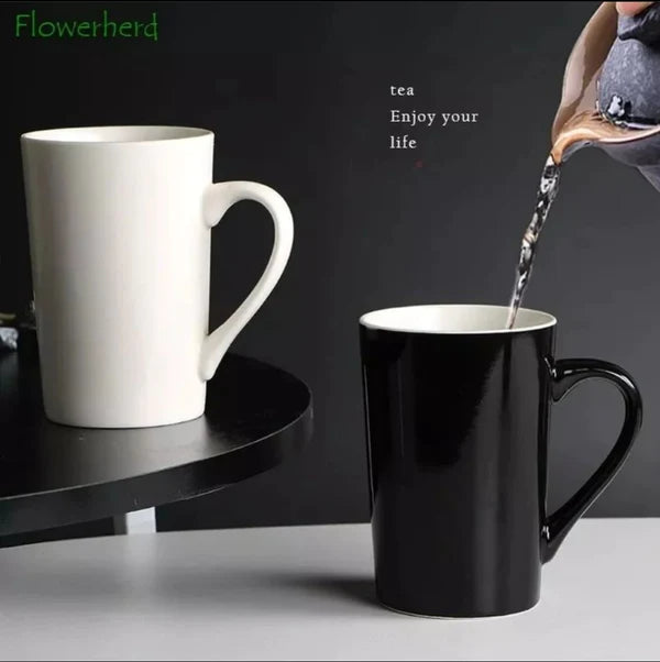 6pcs Long White Ceramic Mugs