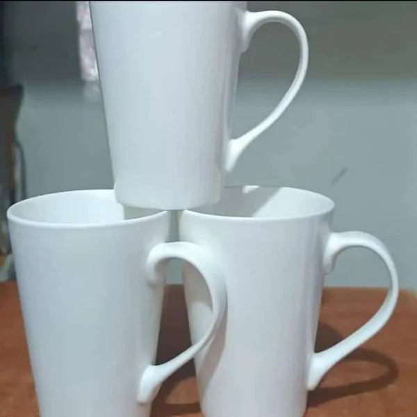 6pcs Long White Ceramic Mugs