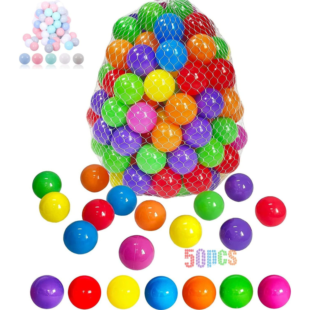 Colorful Non Toxic Soft Plastic Balls for Kids Tent, Play House, Pool, Pond Swim Tent Toys 50pcs