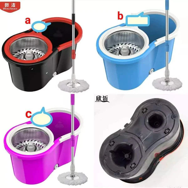 Spin mop bucket with wheels and soap dispenser