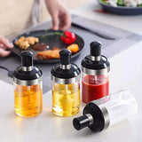 Glass jar with honey dipper, oil brush or spice scooping spoon 3pcs