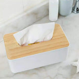 Table serviette plastic holder with bamboo cover