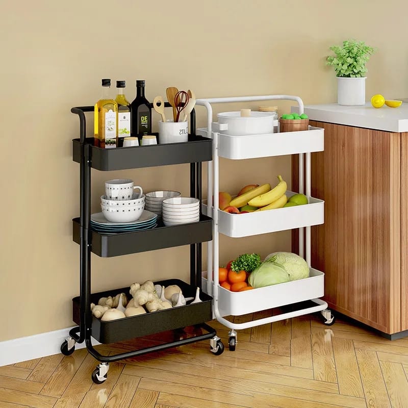 Multi-functional movable trolley storage rack( Fully metallic)