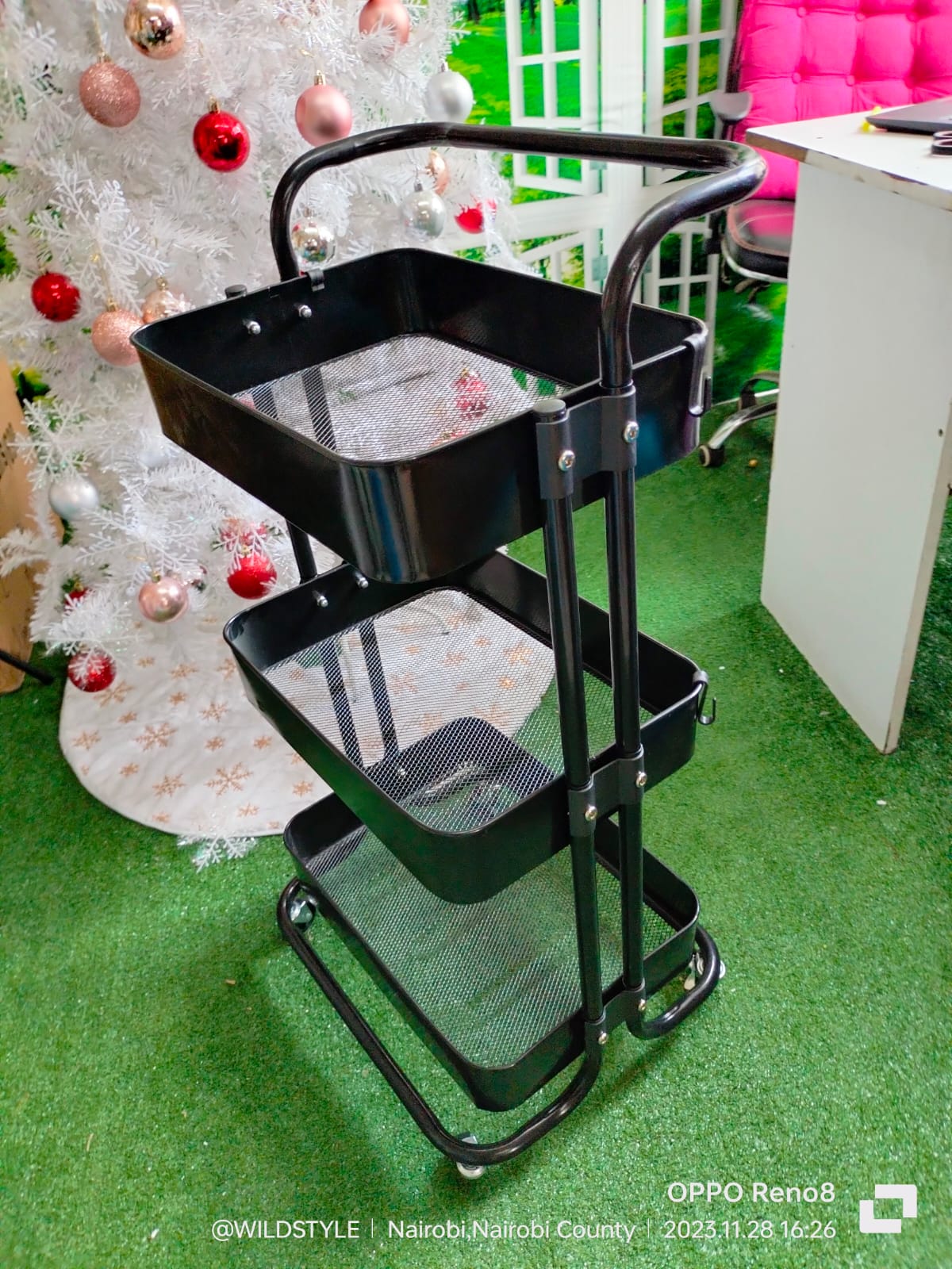 Multi-functional movable trolley storage rack( Fully metallic)