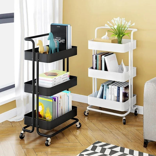 Multi-functional movable trolley storage rack( Plastic with Metallic Stand)