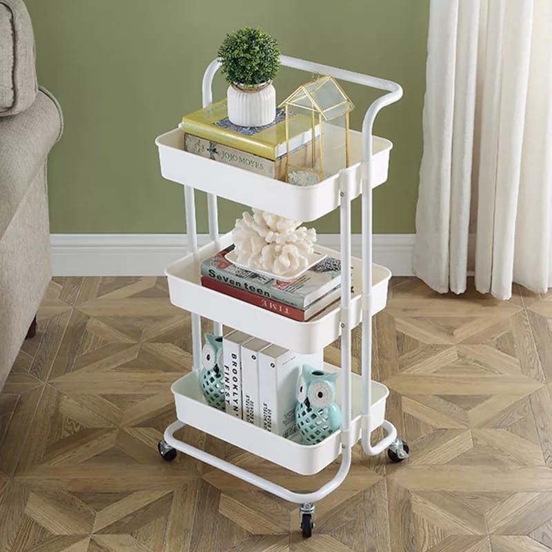 Multi-functional movable trolley storage rack( Plastic with Metallic Stand)