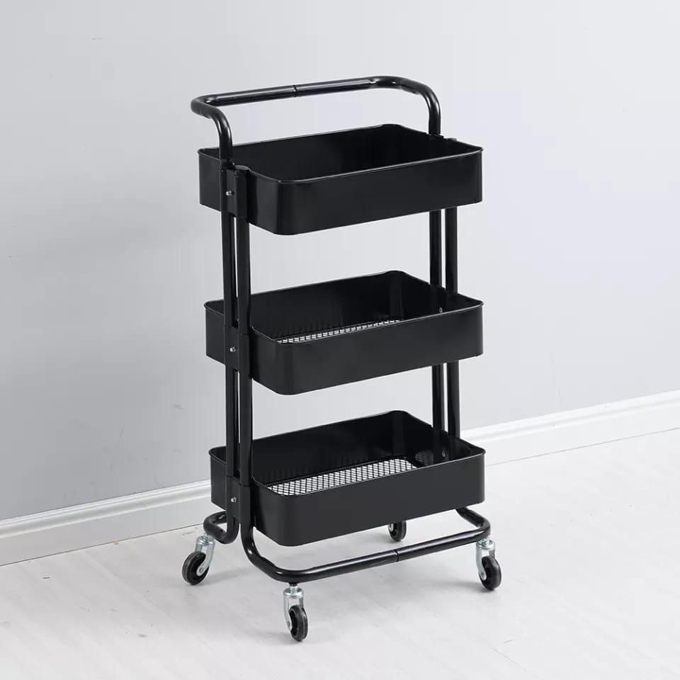 Multi-functional movable trolley storage rack( Plastic with Metallic Stand)