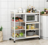 Multifunctional Strong metallic Kitchen rack with movable & lockable wheels .