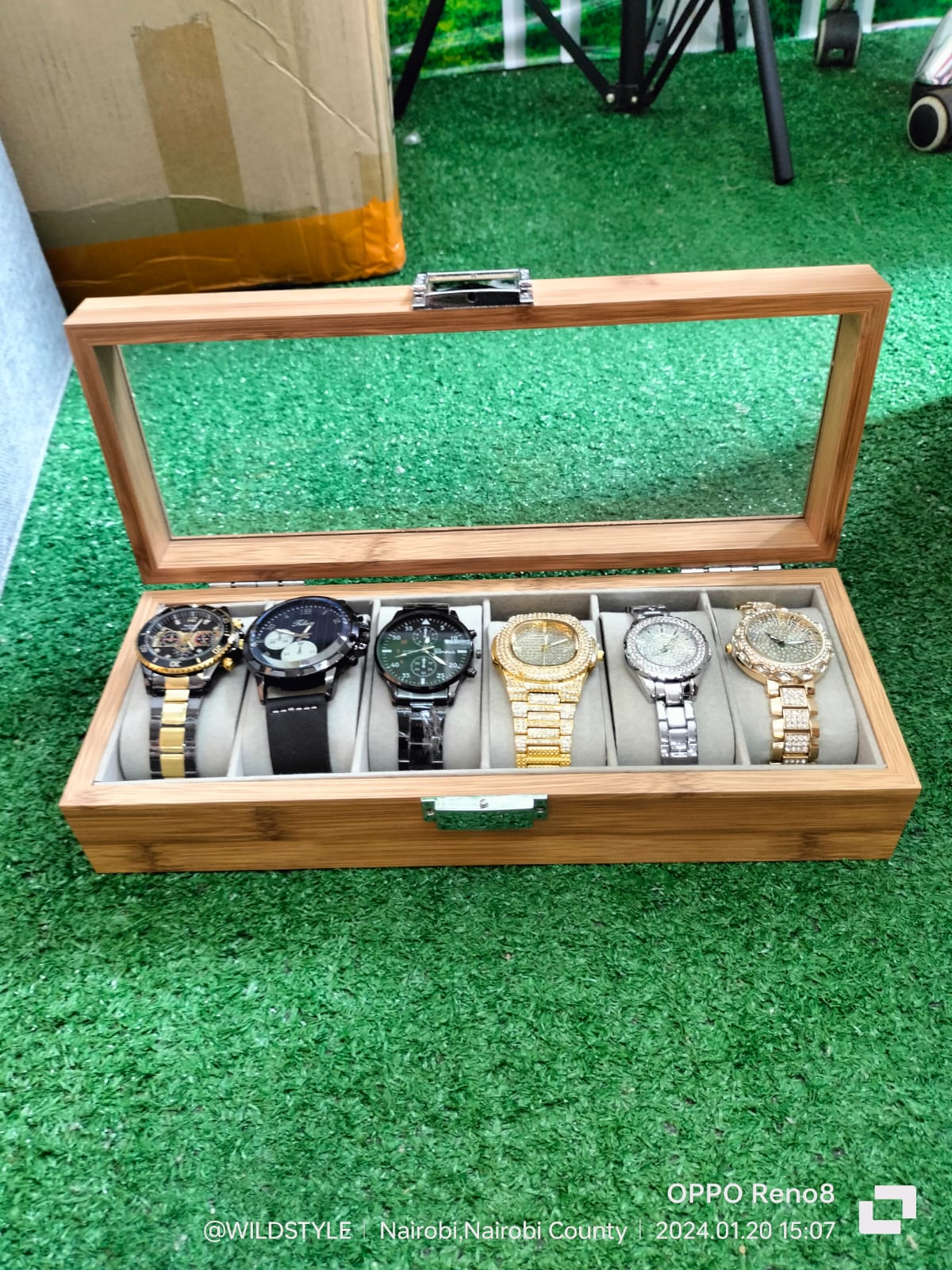 6 slots wooden watch organizer