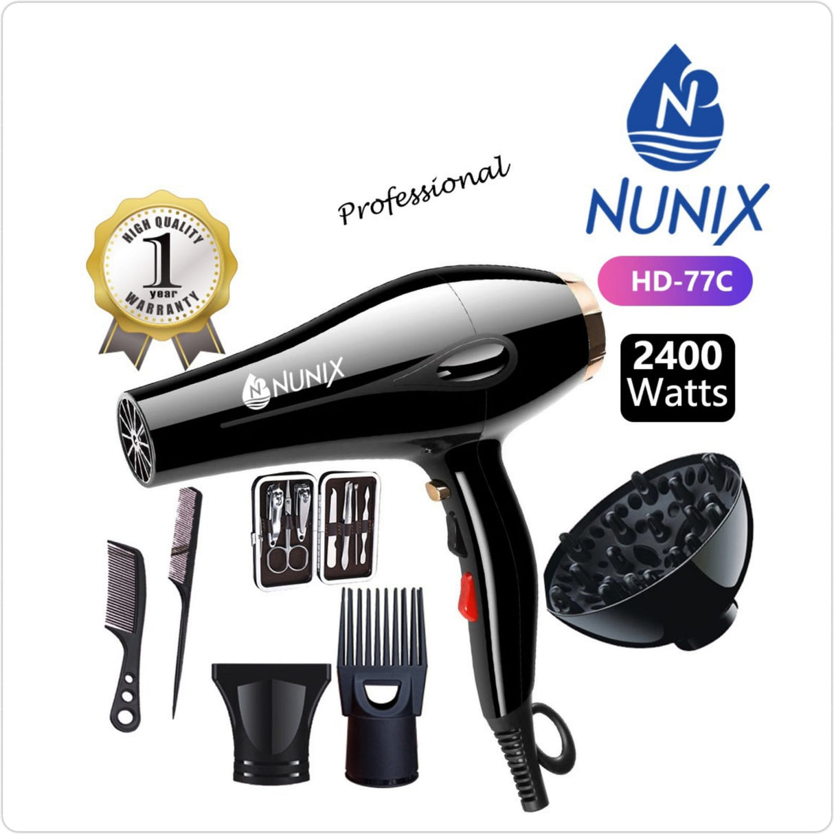 Nunix Professional Blowdry Hair Straightener with manicure kit