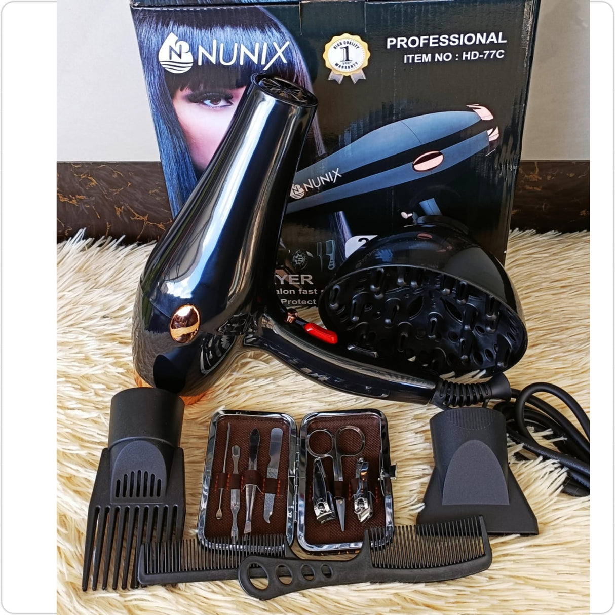 Nunix Professional Blowdry Hair Straightener with manicure kit