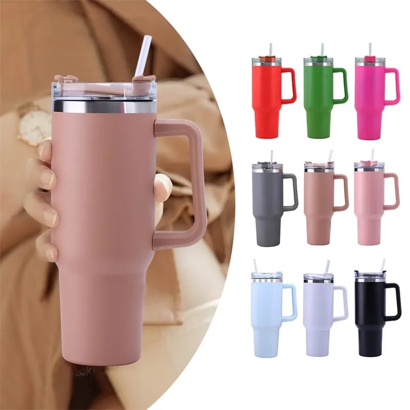 1.2 litre Stainless Steel Tumbler with Handle & Straw Lid