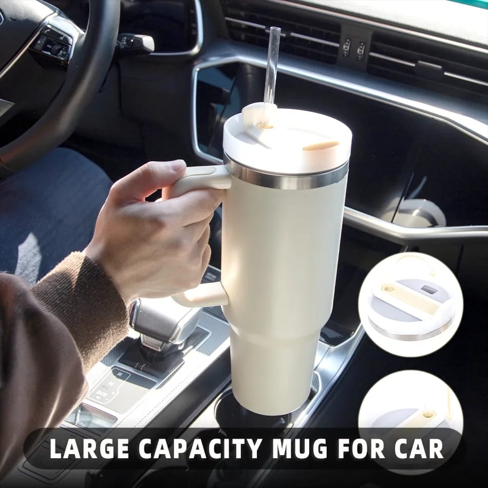 1.2 litre Stainless Steel Tumbler with Handle & Straw Lid