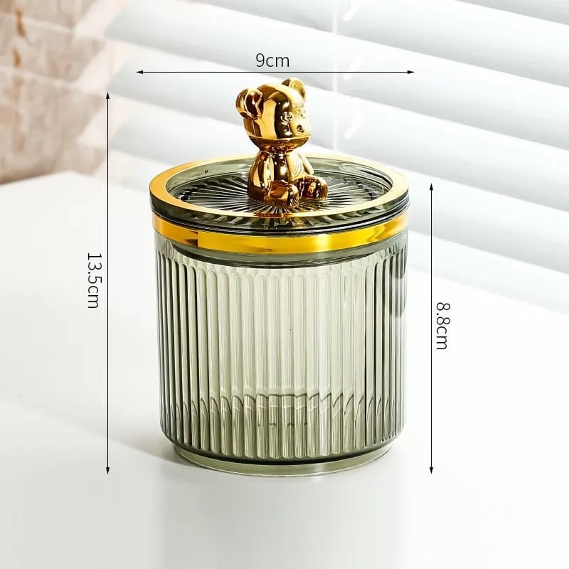 Luxury cute bear cotton swab storage box