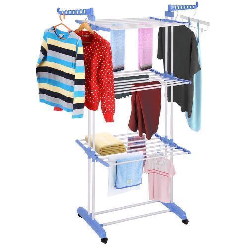 Three layer  laundry drying rack with hanger.