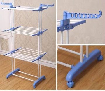 Three layer  laundry drying rack with hanger.