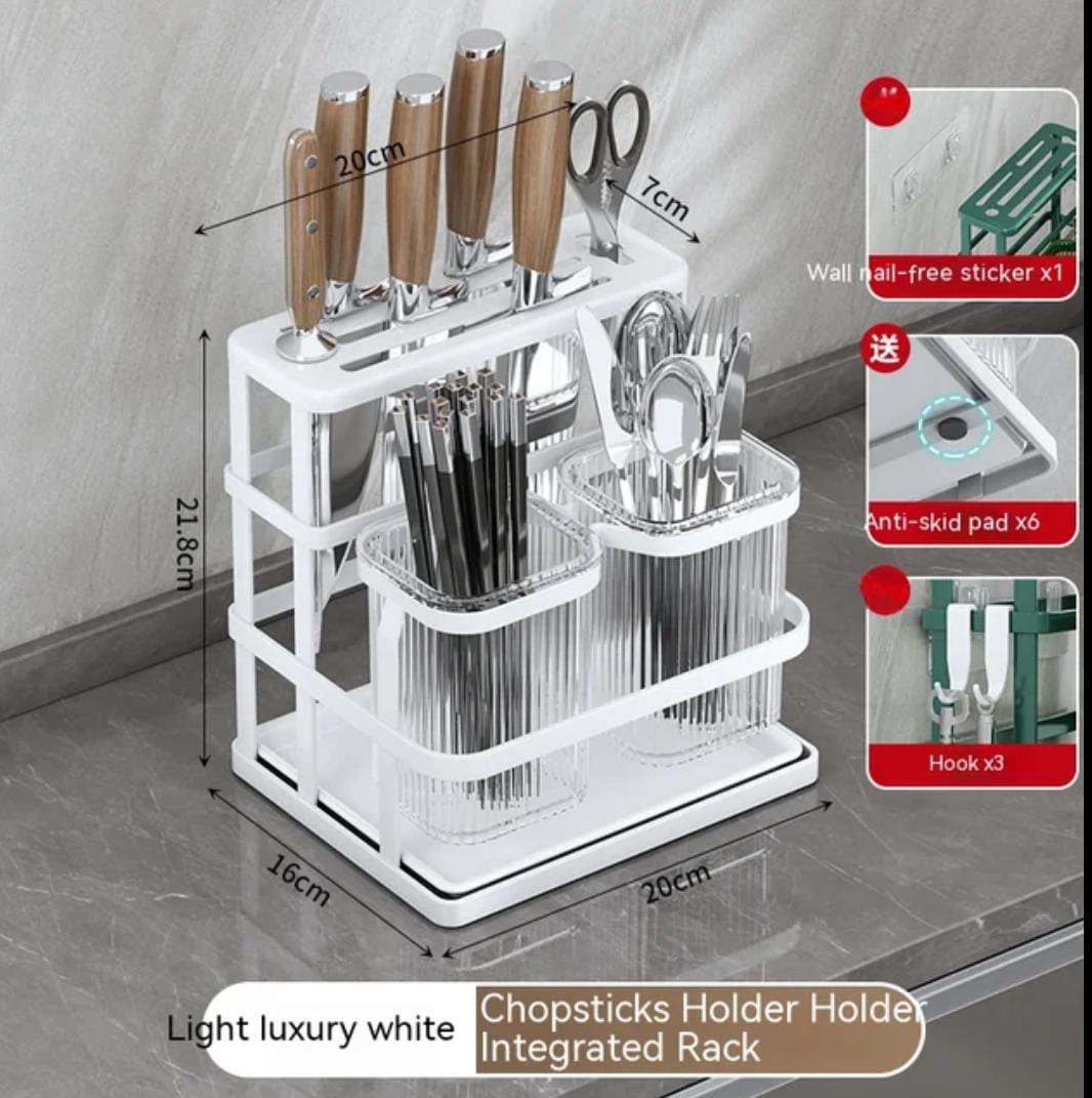 Kitchen Cutlery Stand with Bottom Drip Tray