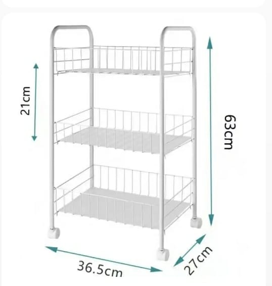 AUXILIARY TROLLEY with wheels and metal mesh trays for kitchen, bathroom, living room