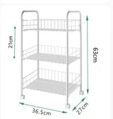 AUXILIARY TROLLEY with wheels and metal mesh trays for kitchen, bathroom, living room