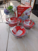 3pcs/set High Borosilicate Glass Casserole with lid