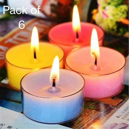 6pc pack of scented candles in glass holders